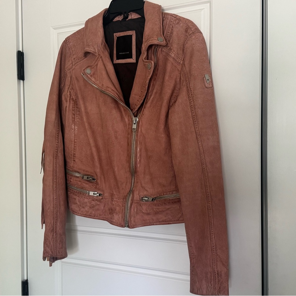 Mauritius Neutral Pink Leather Jacket